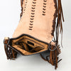 ADBGM472 Western Boho Leather Fringe Messenger Bag - Distressed Flap with Hand-Laced Detailing