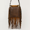 ADBGM477 Cowhide & Leather Western Fringe Messenger Bag - Western Concho Bag with Turquoise Accent