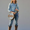 ADBGZ873 Clear Canteen Western Bag with Hand-Tooled Leather & Turquoise Inlay | American Darling