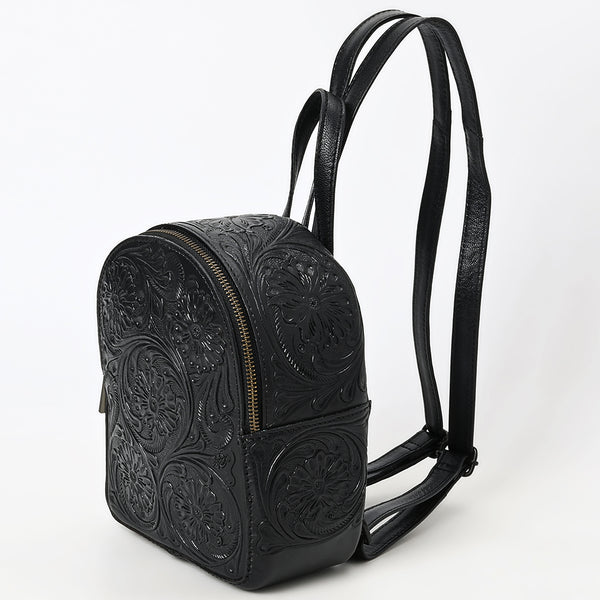 ADBGZ875A Mini Black Leather Backpack | Hand-Tooled Western Bag by American Darling
