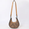 ADBGZ878 Half-Moon Hand-Tooled Leather Crossbody Bag - American Darling