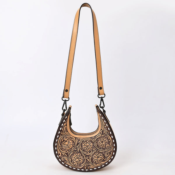 ADBGZ878 Half-Moon Hand-Tooled Leather Crossbody Bag - American Darling