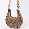 ADBGZ878 Half-Moon Hand-Tooled Leather Crossbody Bag - American Darling