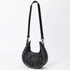 ADBGZ878B Black Half-Moon Hand-Tooled Leather Crossbody Bag - American Darling