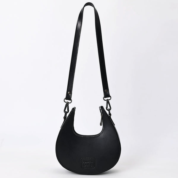 ADBGZ878B Black Half-Moon Hand-Tooled Leather Crossbody Bag - American Darling