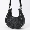 ADBGZ878B Black Half-Moon Hand-Tooled Leather Crossbody Bag - American Darling