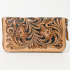 ADBGA629 American Darling Hand Tooled Genuine Leather Wristlet Bag Floral Carved