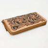 ADBGA629 American Darling Hand Tooled Genuine Leather Wristlet Bag Floral Carved