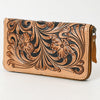 ADBGA629 American Darling Hand Tooled Genuine Leather Wristlet Bag Floral Carved