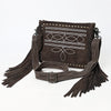 ADBG1572 American Darling Western Genuine Suede Leather Crossbody Bag with Fringe & Buck Stitch Detailing