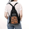 ADBG1573A American Darling Black Suede Genuine Leather Sling Bag with Hand Tooled Floral Front & Buck Stitch Details
