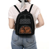 ADBG1574B American Darling Black Suede Genuine Leather Backpack Bag with Hand Tooled Floral Front & Buck Stitch Accents