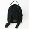 ADBG1574B American Darling Black Suede Genuine Leather Backpack Bag with Hand Tooled Floral Front & Buck Stitch Accents