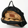 ADBG1574B American Darling Black Suede Genuine Leather Backpack Bag with Hand Tooled Floral Front & Buck Stitch Accents