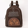 ADBG1574 American Darling Genuine Suede Leather Backpack Bag with Hand Tooled Floral Front & Buck Stitch Accents