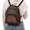 ADBG1574 American Darling Genuine Suede Leather Backpack Bag with Hand Tooled Floral Front & Buck Stitch Accents