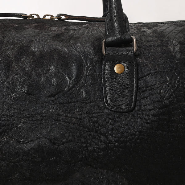 ADBG1562C American Darling Black Crocodile Embossed Western Leather Speedy Bag Genuine Vegetable Tanned Travel Bag