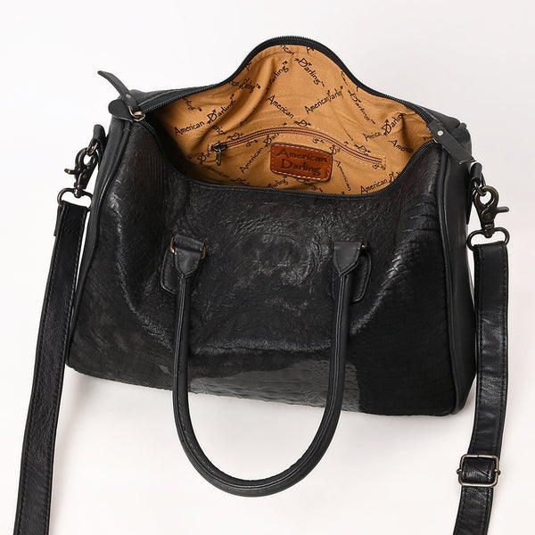 ADBG1562C American Darling Black Crocodile Embossed Western Leather Speedy Bag Genuine Vegetable Tanned Travel Bag