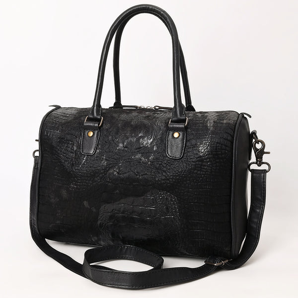 ADBG1562C American Darling Black Crocodile Embossed Western Leather Speedy Bag Genuine Vegetable Tanned Travel Bag