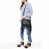 ADBG1565D American Darling Western Leather Crossbody Bag with Fringe & Croc Embossed Detailing Black