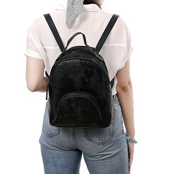 ADBG1564C American Darling Western Backpack Bag Handcrafted from Black Crocodile Embossed Genuine Leather