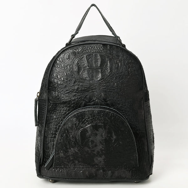 ADBG1564C American Darling Western Backpack Bag Handcrafted from Black Crocodile Embossed Genuine Leather