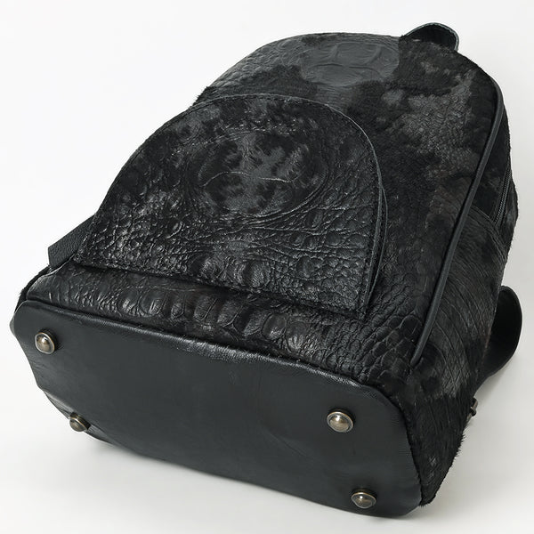 ADBG1564C American Darling Western Backpack Bag Handcrafted from Black Crocodile Embossed Genuine Leather