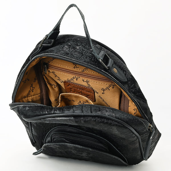 ADBG1564C American Darling Western Backpack Bag Handcrafted from Black Crocodile Embossed Genuine Leather