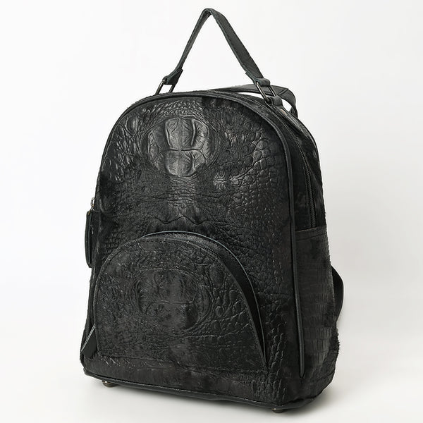 ADBG1564C American Darling Western Backpack Bag Handcrafted from Black Crocodile Embossed Genuine Leather