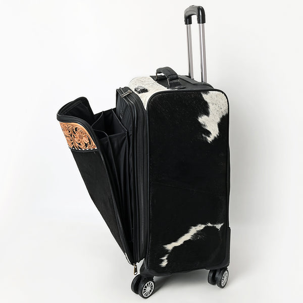 ADBG1576 American Darling Western Genuine Leather Travel Case Tooled Detailing & Hair on cowhide Accents