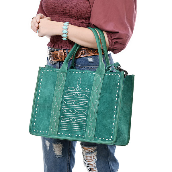 ADBG1577 American Darling Western Genuine Suede Leather Tote Bag with Handcrafted Detailing and Premium Craftsmanship