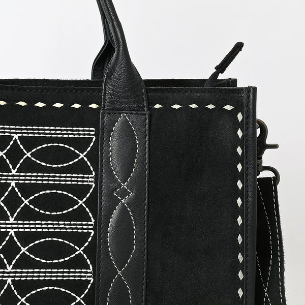 ADBG1577B American Darling Black Western Genuine suede Leather Tote Bag with Handcrafted Detailing & Premium Craftsmanship