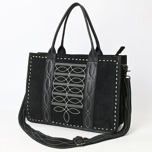 ADBG1577B American Darling Black Western Genuine suede Leather Tote Bag with Handcrafted Detailing & Premium Craftsmanship