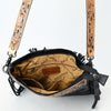 ADBG1580 American Darling Western Genuine Crocodile Embossed Leather Large Crossbody Bag with Fringe and Hand-Tooled Detailing