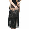 ADBG1580 American Darling Western Genuine Crocodile Embossed Leather Large Crossbody Bag with Fringe and Hand-Tooled Detailing