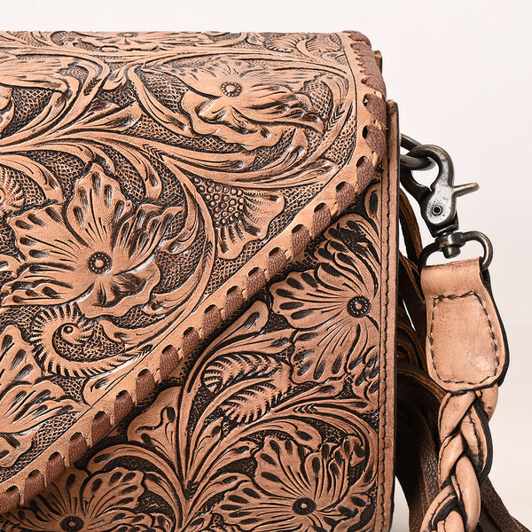 ADBG1581 American Darling Western Leather Envelope Bag with Fringe and Hand-Tooled Detailing