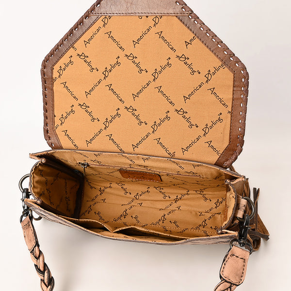ADBG1581 American Darling Western Leather Envelope Bag with Fringe and Hand-Tooled Detailing
