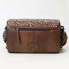 ADBG1582 American Darling Western Hand-Tooled Floral Envelop Bag with Hair-On Cowhide and Braided Strap