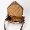 ADBG1582 American Darling Western Hand-Tooled Floral Envelop Bag with Hair-On Cowhide and Braided Strap