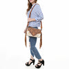 ADBG1582 American Darling Western Hand-Tooled Floral Envelop Bag with Hair-On Cowhide and Braided Strap