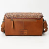 ADBG1582 American Darling Western Hand-Tooled Floral Envelop Bag with Hair-On Cowhide and Braided Strap