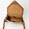 ADBG1582 American Darling Western Hand-Tooled Floral Envelop Bag with Hair-On Cowhide and Braided Strap