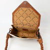 ADBG1582 American Darling Western Hand-Tooled Floral Envelop Bag with Hair-On Cowhide and Braided Strap