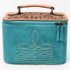 ADBGA576A American Darling Genuine Suede Leather Jewelry Case with Floral Tooling and Top Handle