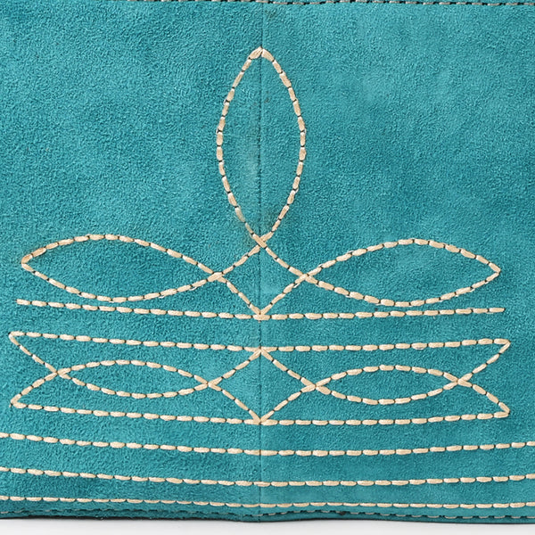 ADBGA576A American Darling Genuine Suede Leather Jewelry Case with Floral Tooling and Top Handle