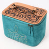 ADBGA576A American Darling Genuine Suede Leather Jewelry Case with Floral Tooling and Top Handle