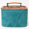ADBGA576A American Darling Genuine Suede Leather Jewelry Case with Floral Tooling and Top Handle