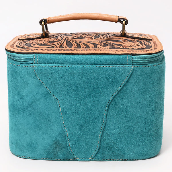 ADBGA576A American Darling Genuine Suede Leather Jewelry Case with Floral Tooling and Top Handle