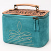 ADBGA576A American Darling Genuine Suede Leather Jewelry Case with Floral Tooling and Top Handle