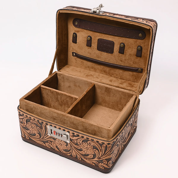 ADBGA633 American Darling Artisan Hand Tooled Leather Locking Jewelry Case